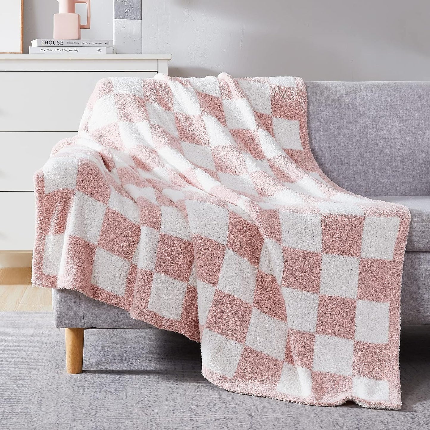 Checkered Throw Blanket for Couch, Sofa, Bed, and Travel