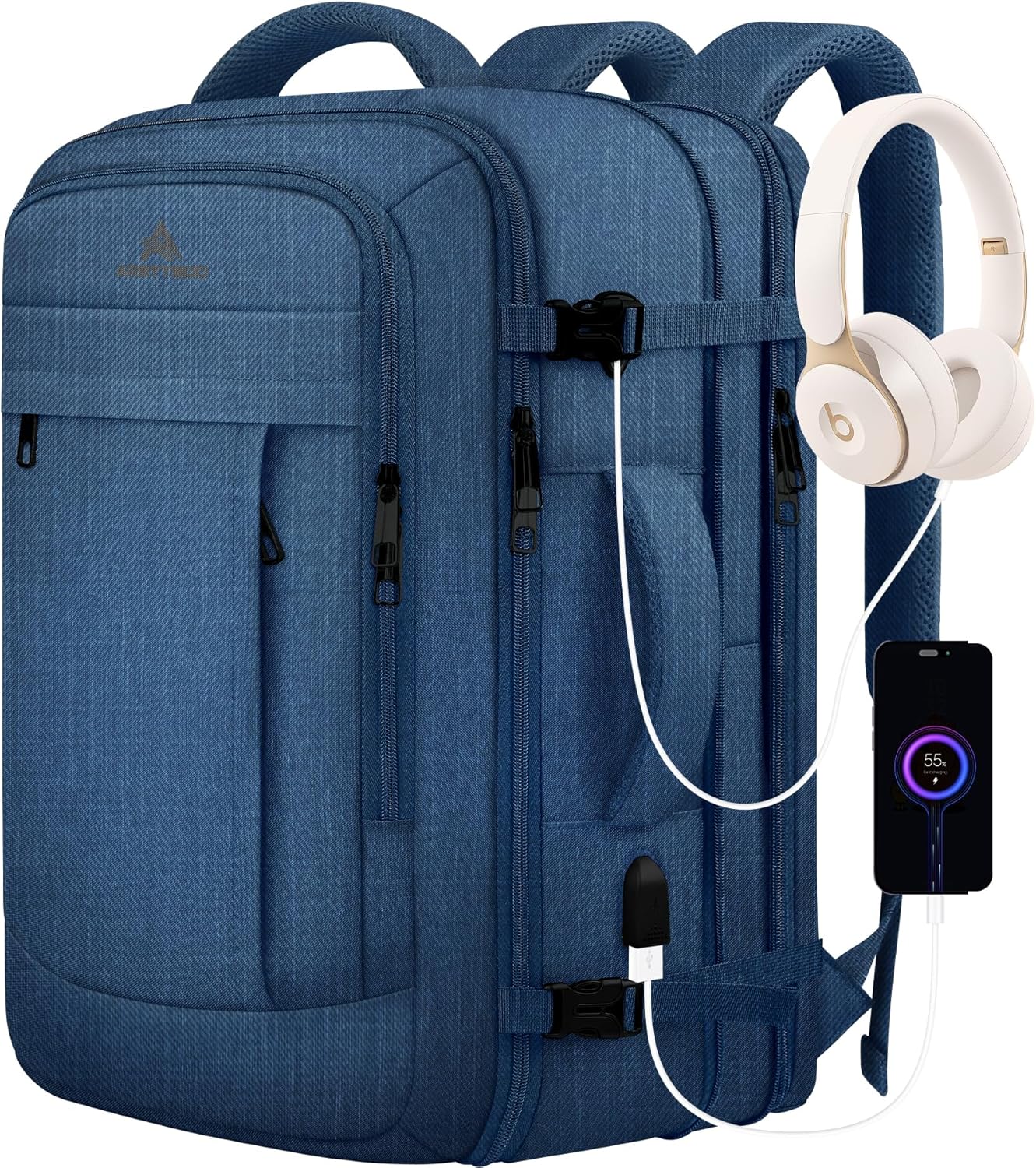 Large Travel Laptop Backpack for Men, 50L Expandable Bag