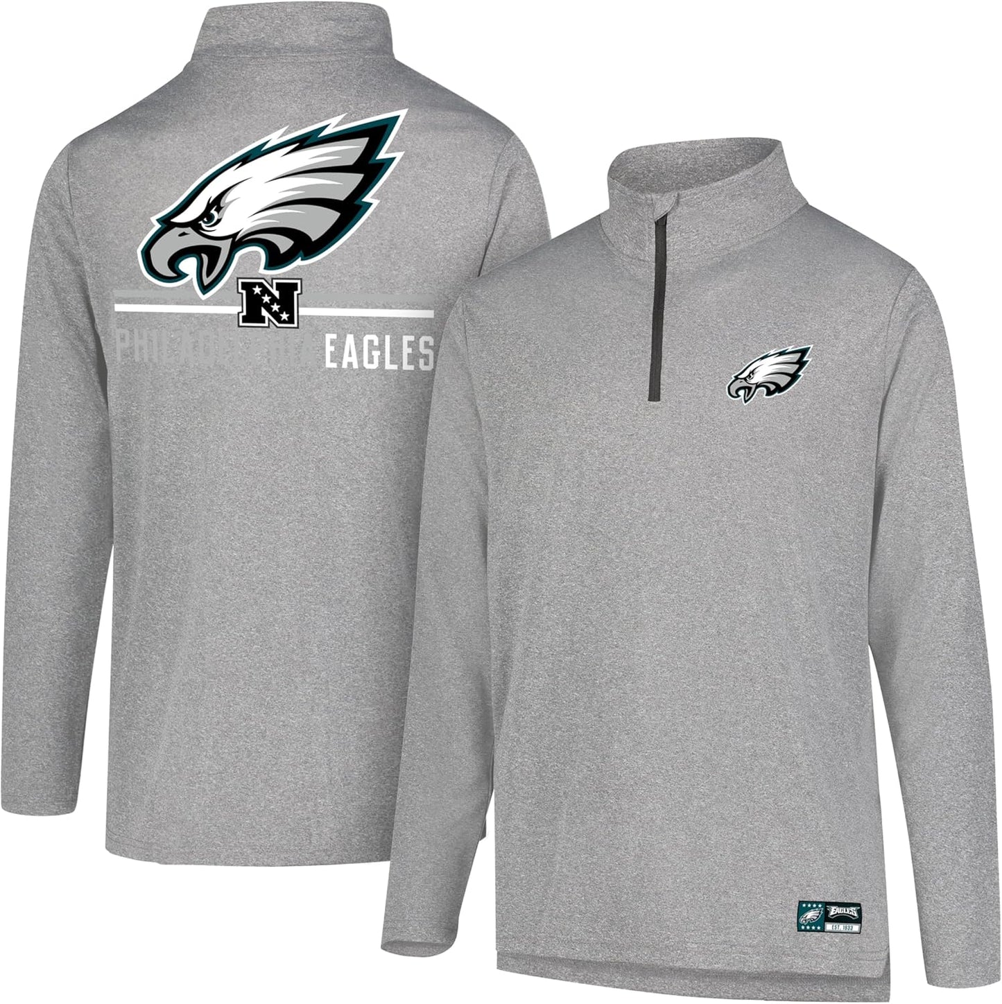 Ultra Game NFL Official Super Soft Quarter Zip Long Sleeve T-Shirt