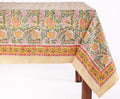 Clover Green 100% Cotton Rectangle Tablecloth 60 x 108 in - Handblock