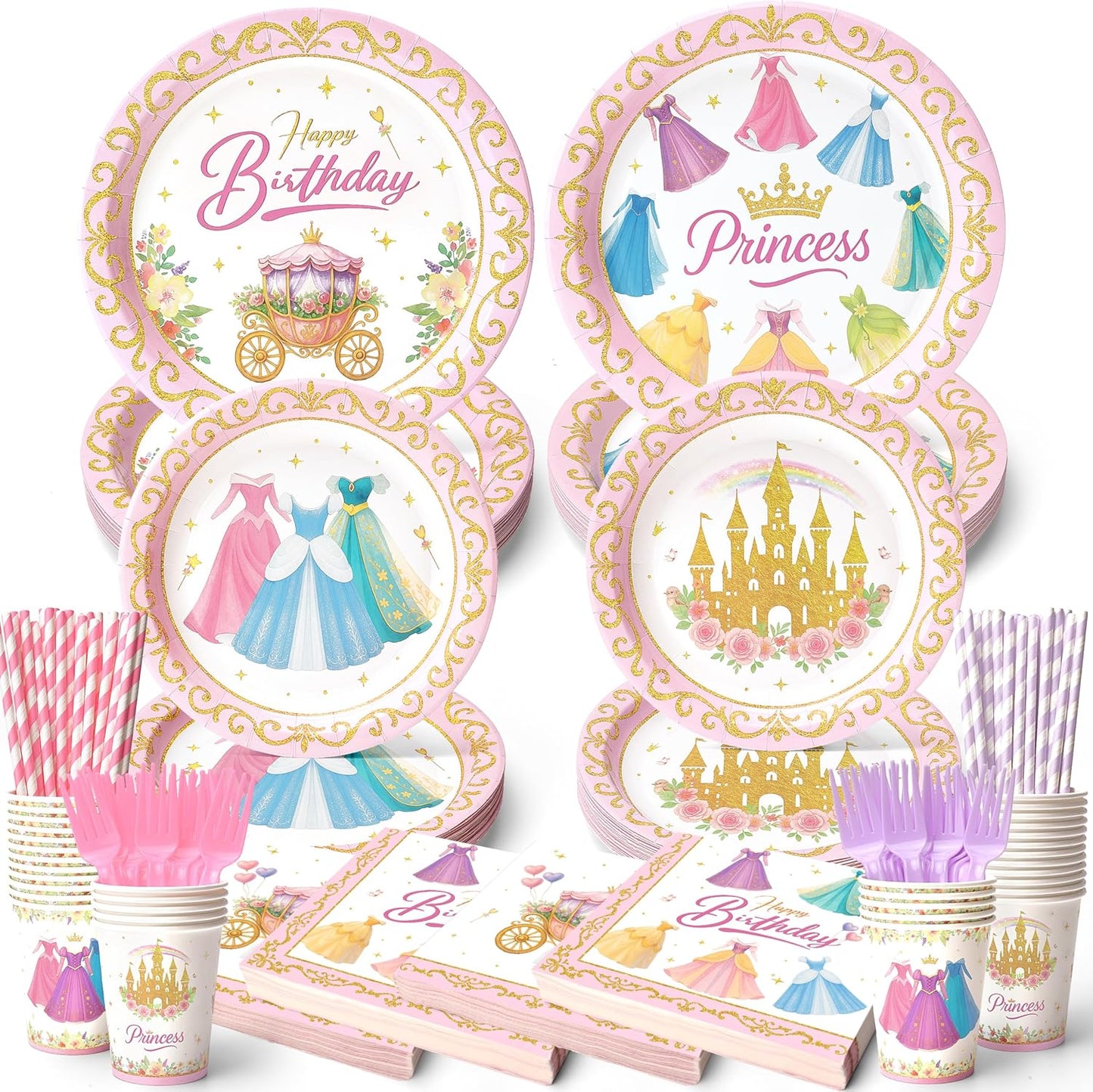 300 Pcs Princess Party Supplies for Magical Celebrations