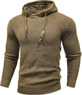 Mens Slim Fit Hooded Sweatshirt Knitted Hoodie Pullover - Zaitun