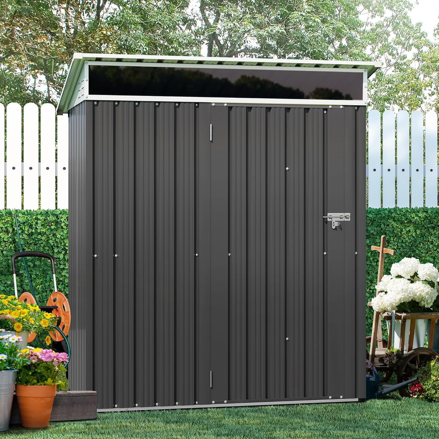 Spacious Outdoor Storage Shed with Lockable Door for Garden