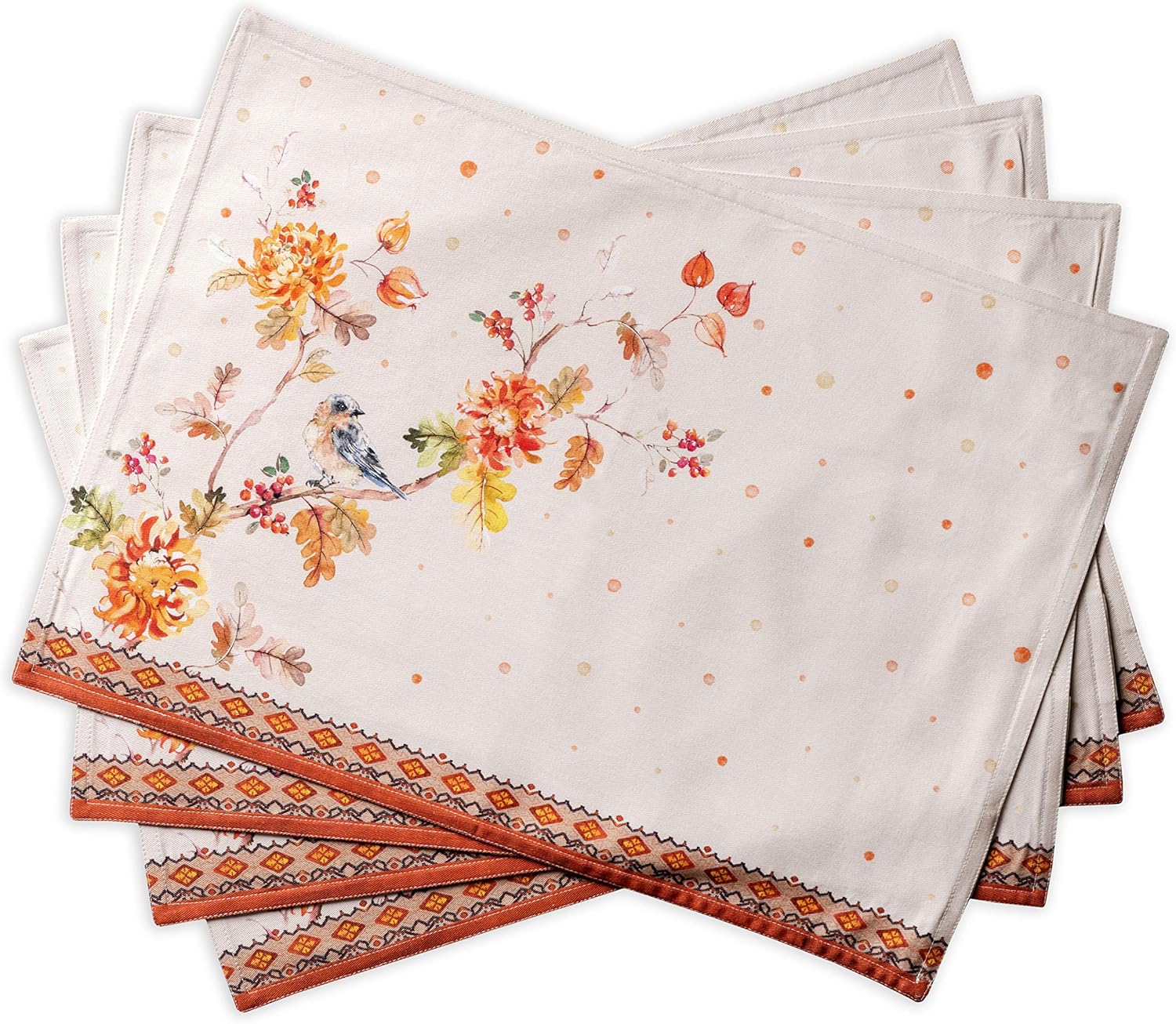Maison d' Hermine Placemats Set of 4 Cotton Washable Table Mats