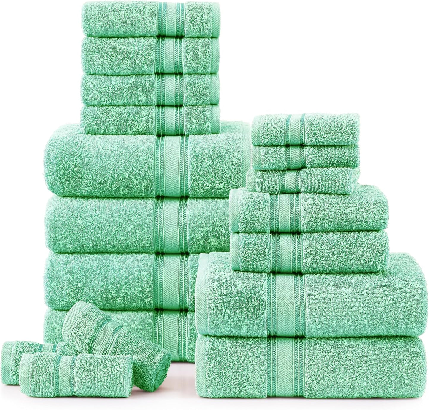 Luxury Bathroom Towels Set - 18 Pieces of Soft Cotton Towels