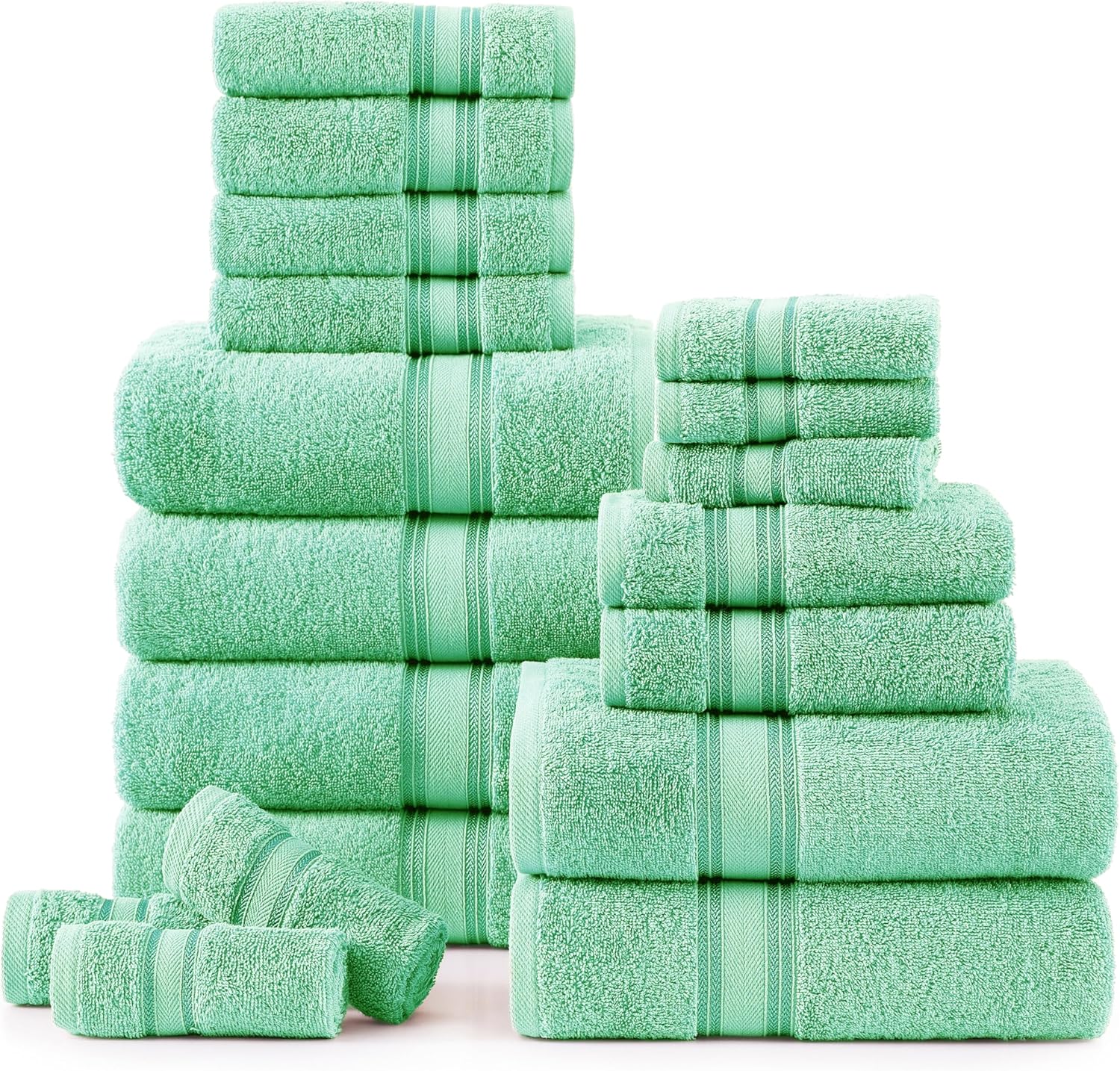 Luxury Bathroom Towels Set - 18 Pieces of Soft Cotton Towels