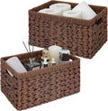 Wicker Storage Baskets for Shelves - 2-Pack Brown Rectangle