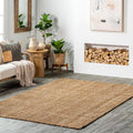 nuLOOM Ashli Solid Farmhouse Jute Area Rug 7ft 6in x 9ft 6in - Natural