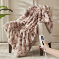 Heated Blanket Twin Size - Plush Thick Bubble Faux Fur Comfort
