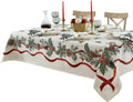 60 x 120 in Evergreen Garland Double Ribbon Bordered Tablecloth