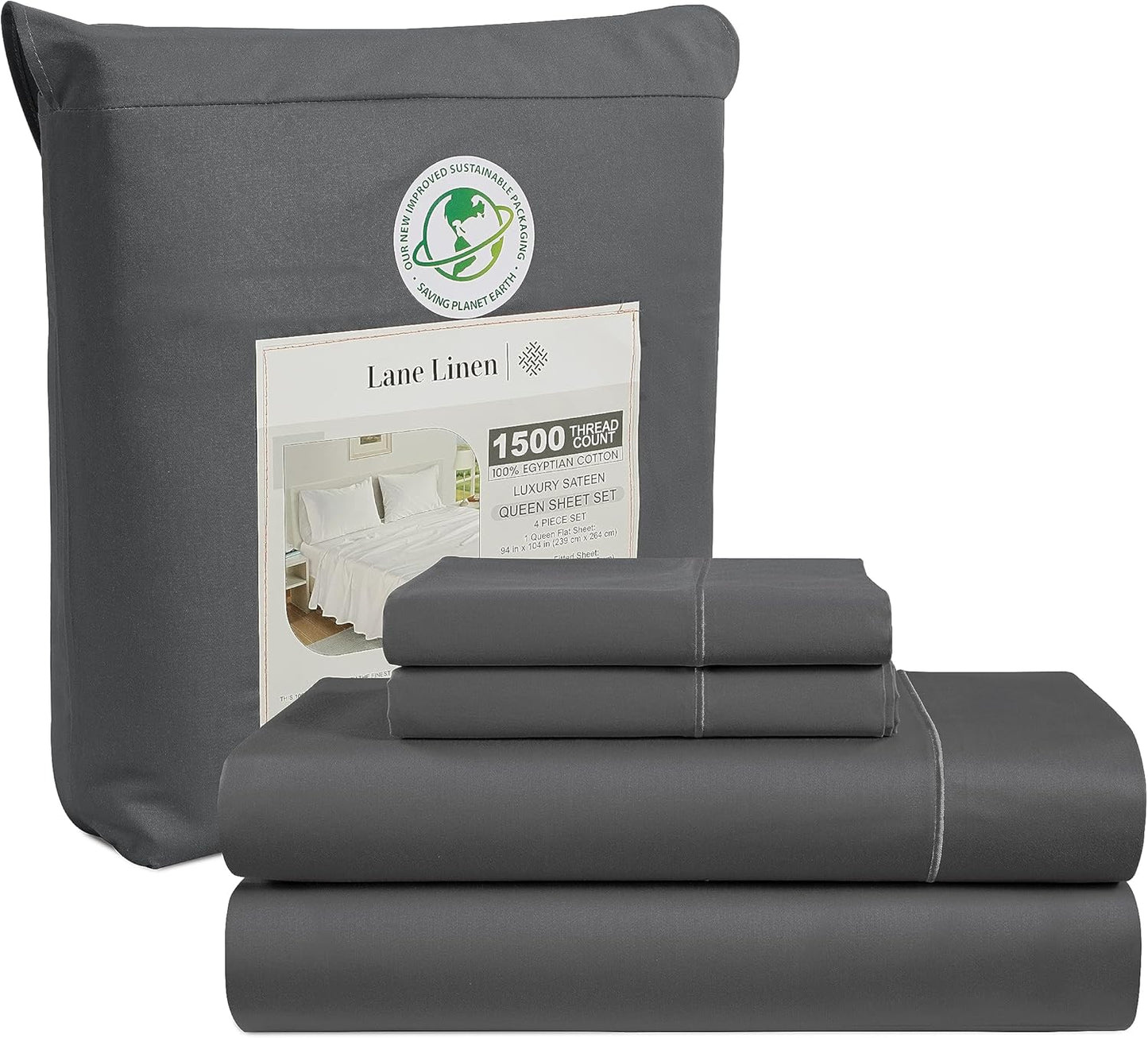 100% Egyptian Cotton Full Size Bed Sheets Set - 1500 TC Luxury