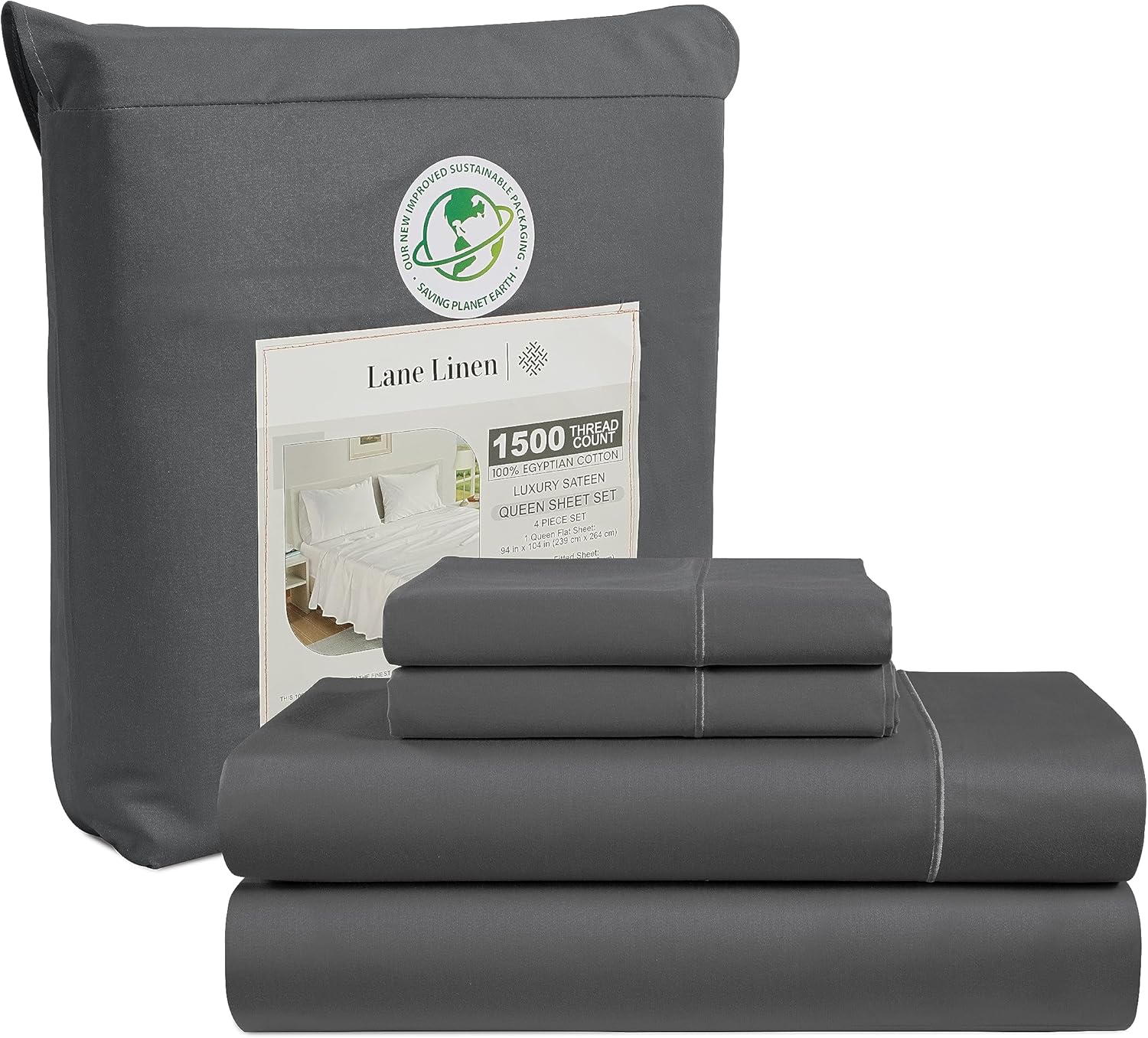 100% Egyptian Cotton Full Size Bed Sheets Set - 1500 TC Luxury
