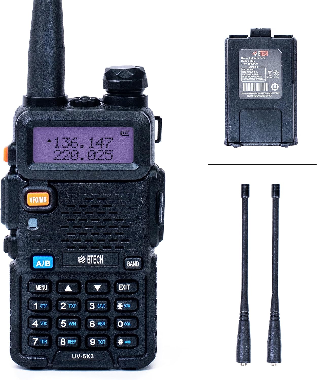 BTECH UV-5X3 Tri-Band Radio: High-Power Handheld with USB-C