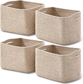 Small Storage Baskets for Shelves Organizing - Set of 4 Brown