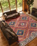 Area Rug 9x12 Machine Washable Low Pile Western Tribal Rug - Soft