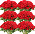 Artificial Red Roses 50 Pcs with Long Stem - Bulk Realistic Silk