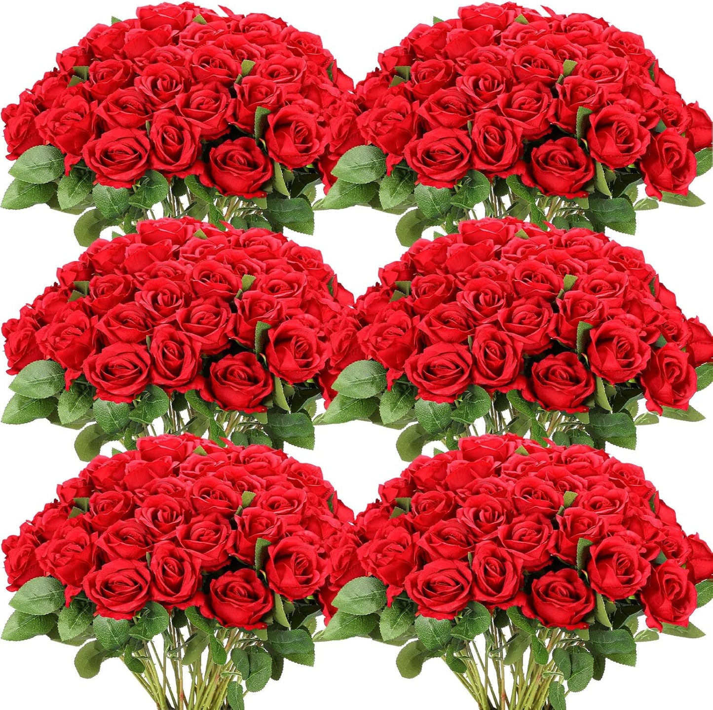 Jexine 50 Pcs Artificial Rose Flower Bulk for Home Wedding Decor