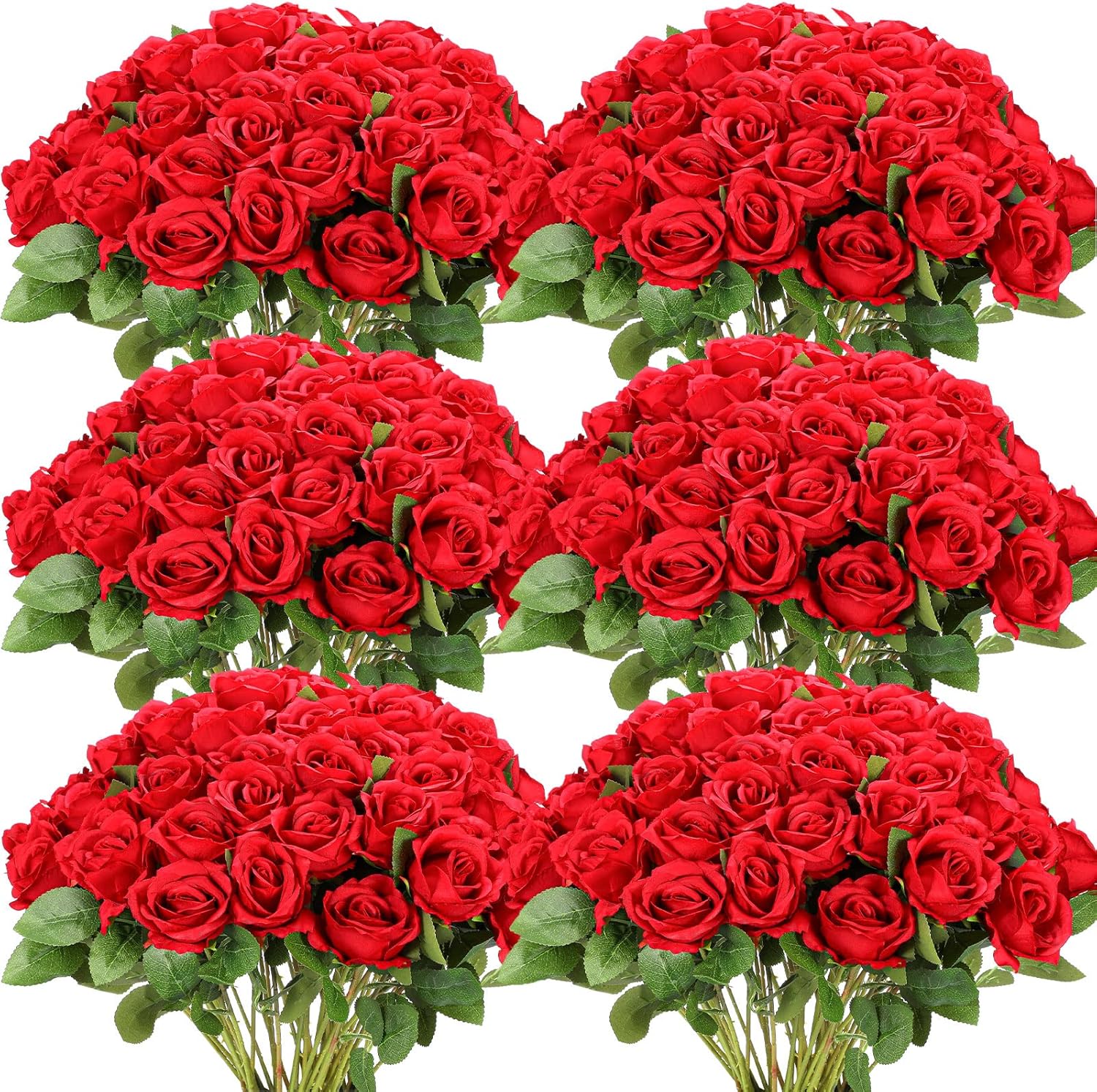 Jexine 50 Pcs Artificial Rose Flower Bulk for Home Wedding Decor