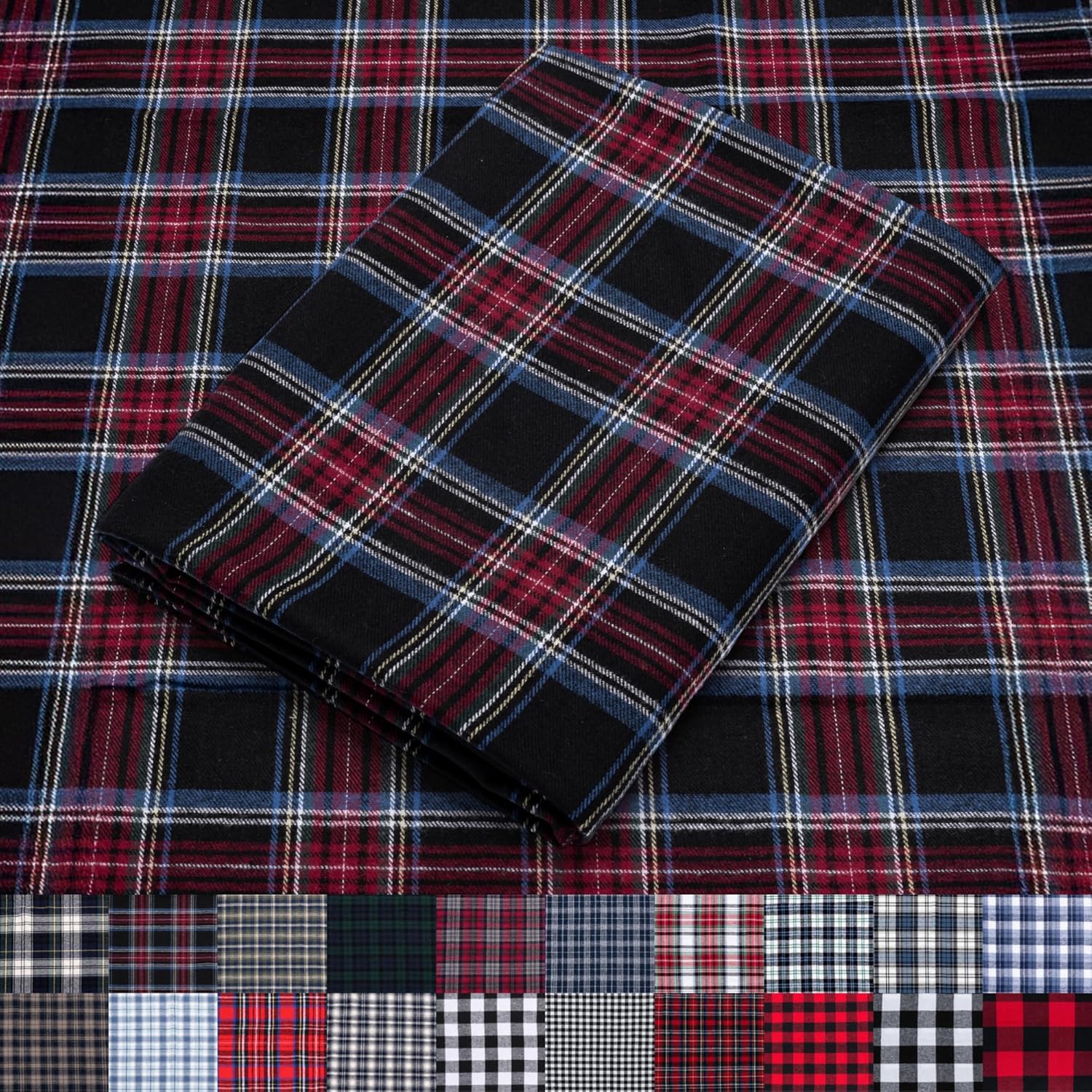 Pico Textiles Red and Black Tartan Plaid Flannel Fabric 60
