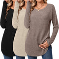3 Pack Women's Curved Hem Long Sleeve Tunic Tops - Lightweight Pack