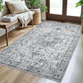 3x5 Grey Blue White Washable Area Rug for Living Room - Soft Low-Pile