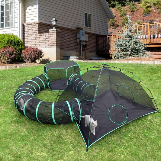 Portable 4-in-1 Cat Tent & Tunnels Set - Pawtenda