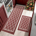 Non-Slip Kitchen Mats for Floor 2PCS Red Runner Rugs - Washable