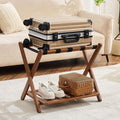 Fully Assembled Luggage Rack Walnut Bamboo Folding Suitcase Stand