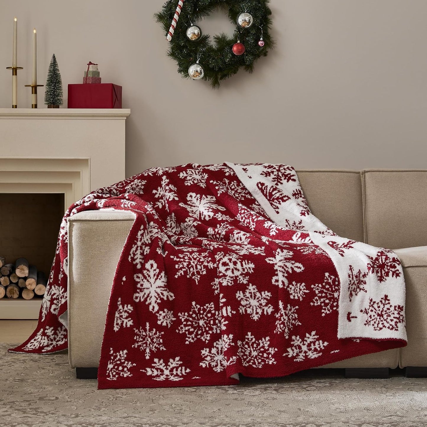 WDCOZY Christmas Throw Blanket - Reversible Soft Knit Cozy Decor