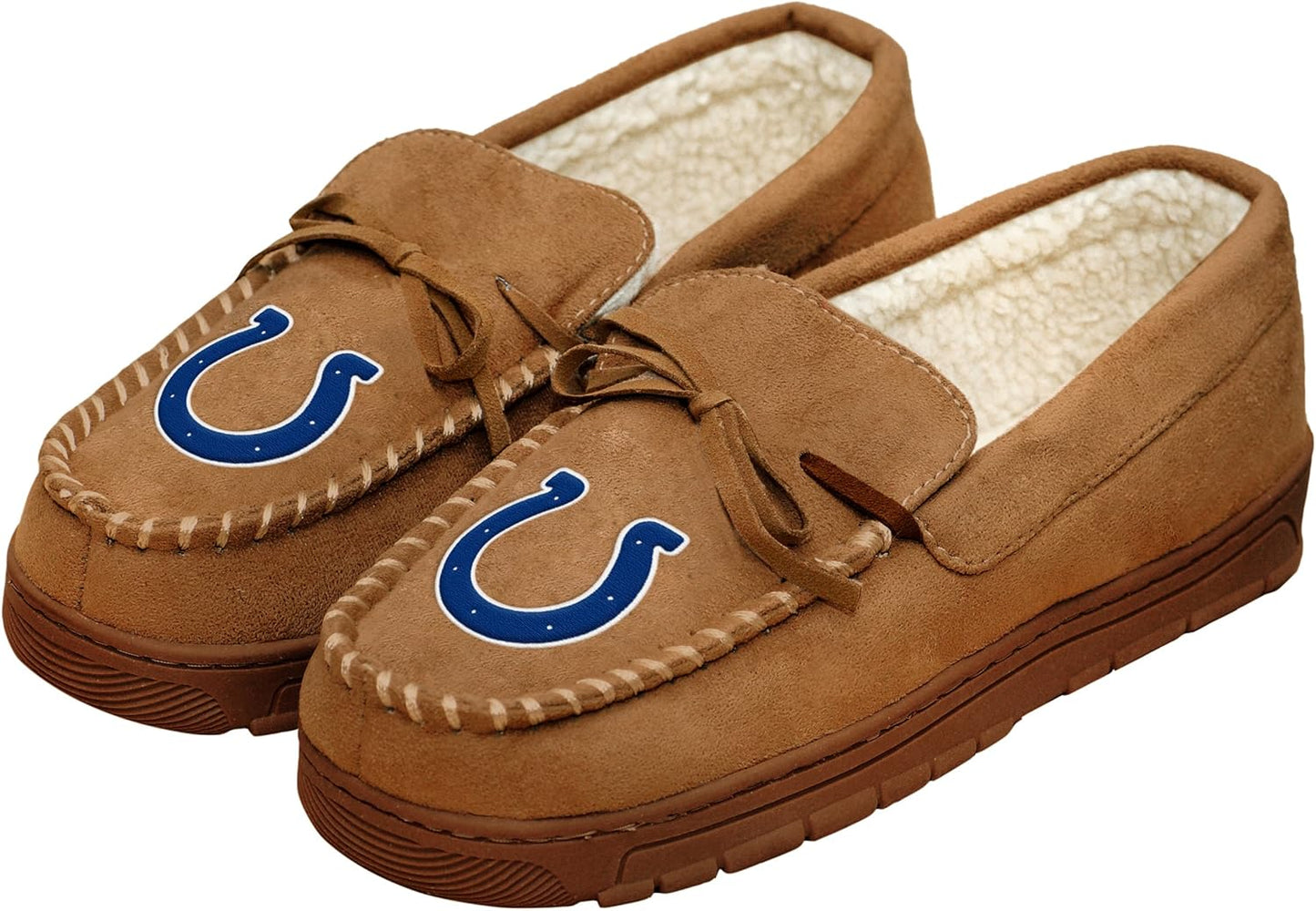 FOCO Men's NFL Football Team Logo Moccasin Slippers for Comfort