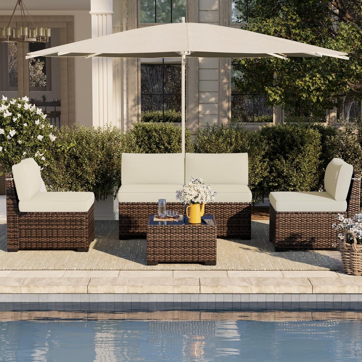 Patio Furniture Set with Slanted Backrest for Comfort and Style