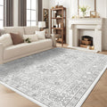 8x10 Washable Area Rug Grey - Thin Non-Shedding Vintage Oriental