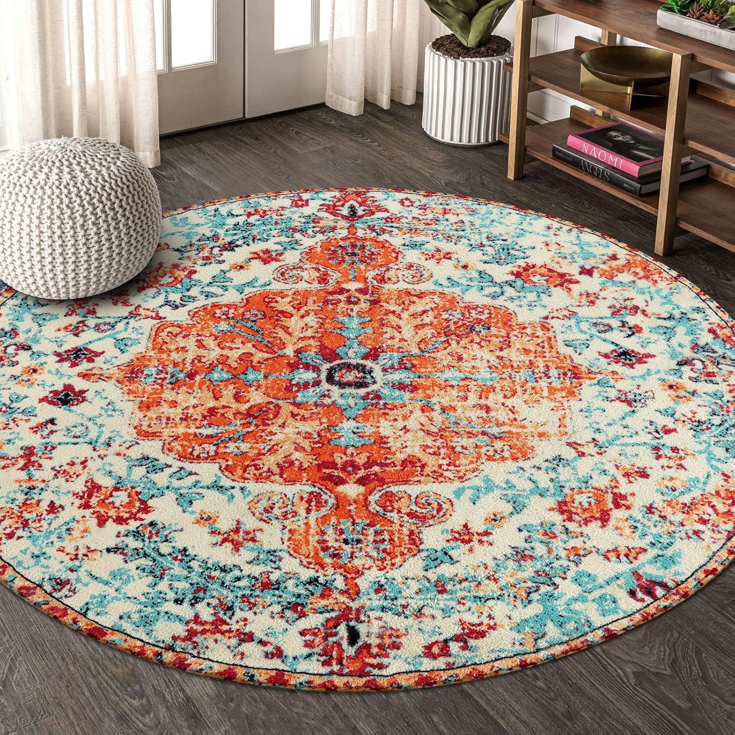 Lahome Bohemian Floral Medallion Round Rug - Soft & Stylish