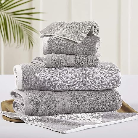 Artesia Damask 6 Piece Reversible Yarn Dyed Jacquard Towel Set