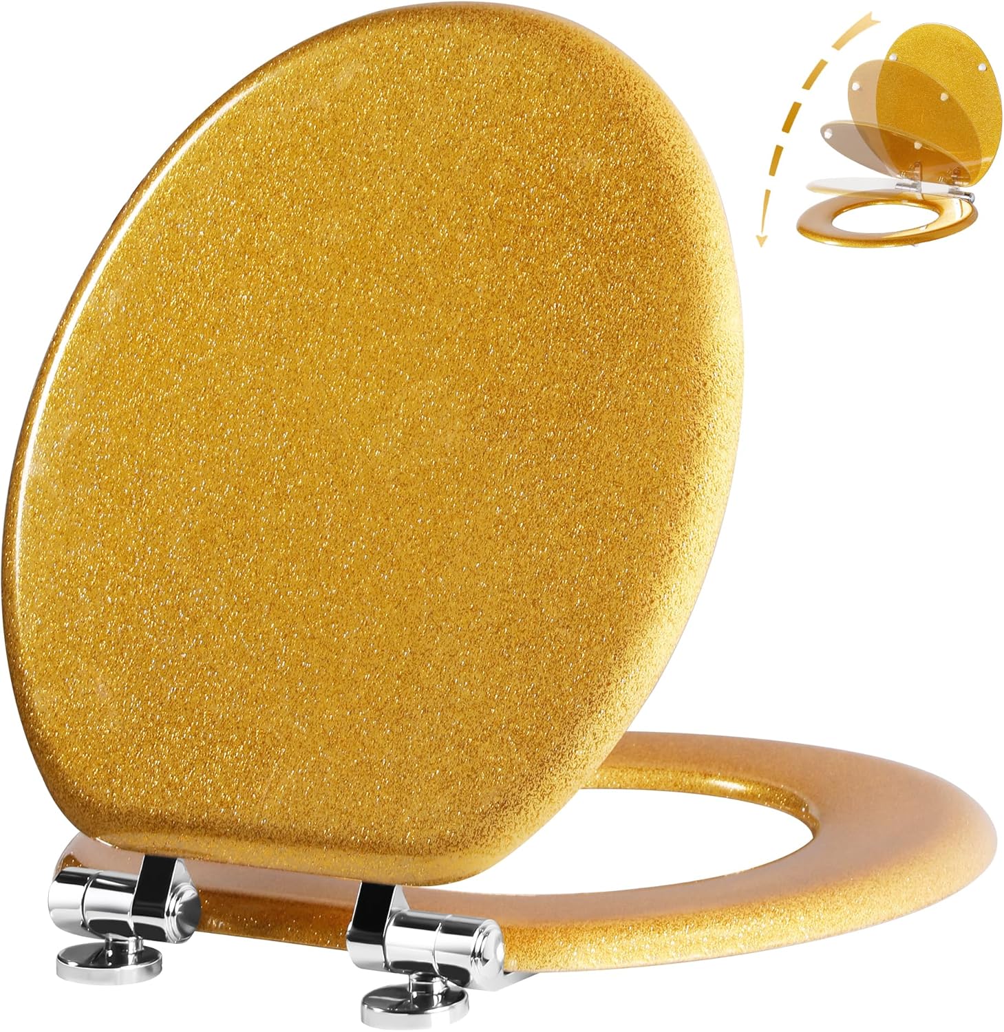 Glitter Toilet Seat Molded Wood Round with Quiet Close Features