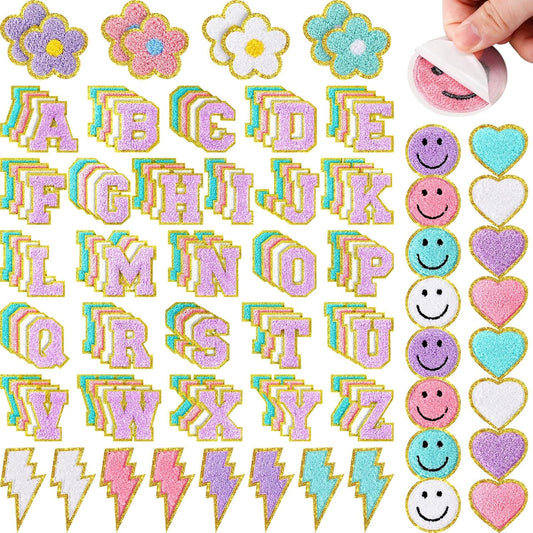 Hanaive 136 Pcs Chenille Iron on Patches for Clothing Decor