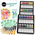 Watercolor Paint Set 36 Tubes with Brushes & Palette - Vibrant Colors