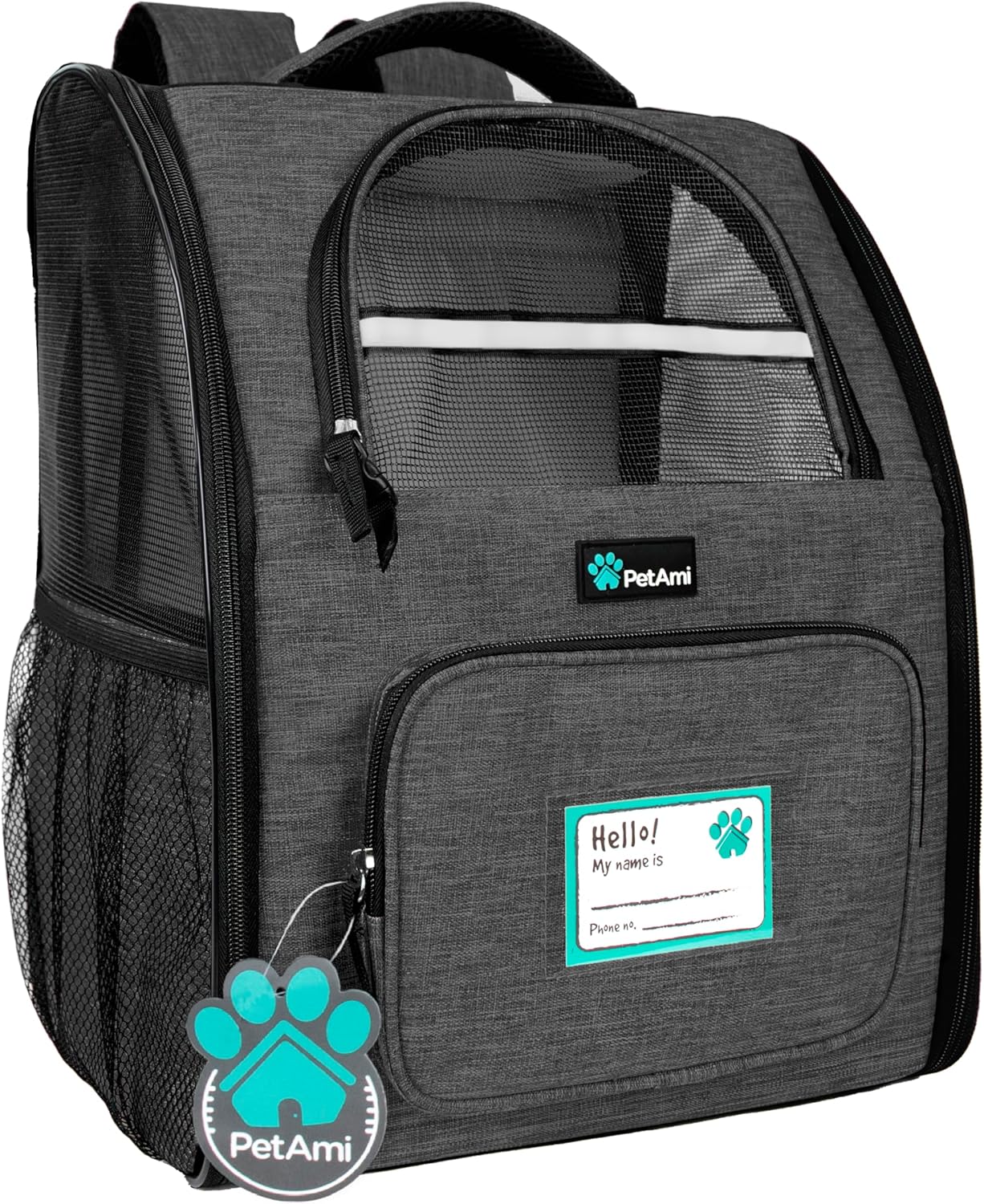 PetAmi Dog Backpack Carrier for Small Medium Pets, Charcoal