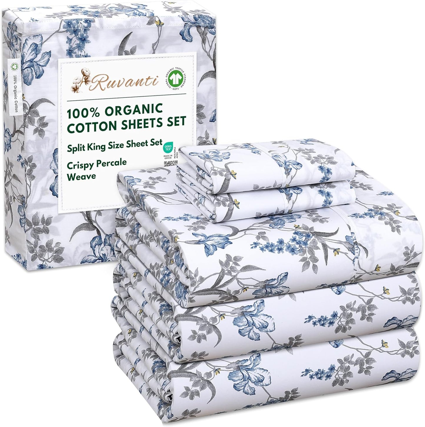 100% Organic Cotton Sheets Split King Set for Ultimate Comfort