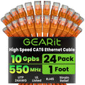 Cat 6 Ethernet Cable 24-Pack 1 ft - Reliable 10Gbps Patch Cords