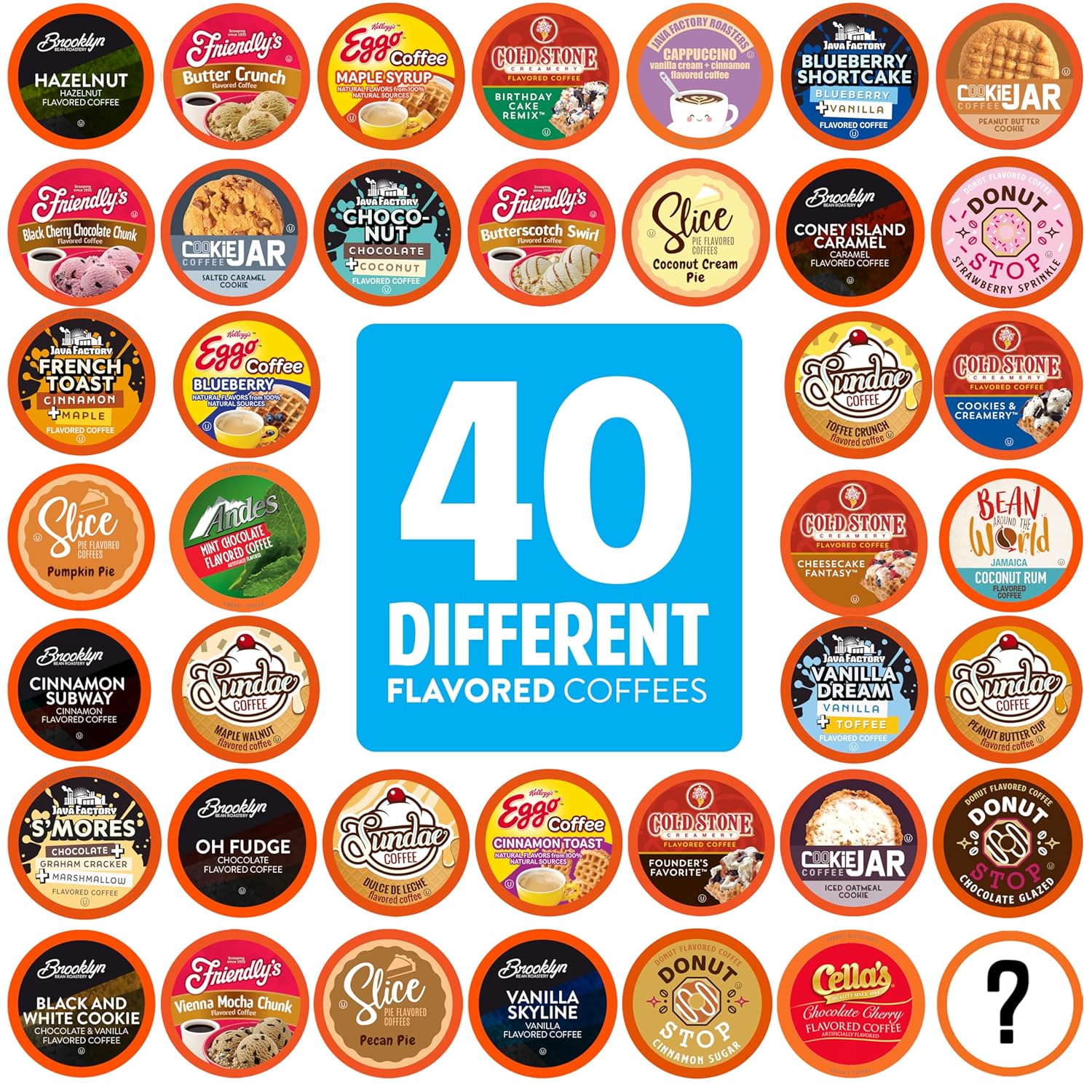 40 Count Assorted Flavored Coffee Pods by Two Rivers