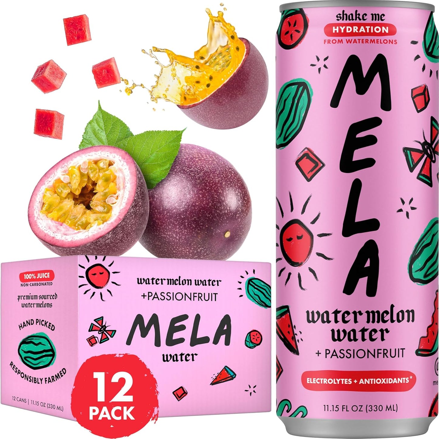 Mela Watermelon Water - Refreshing Hydration with Passionfruit