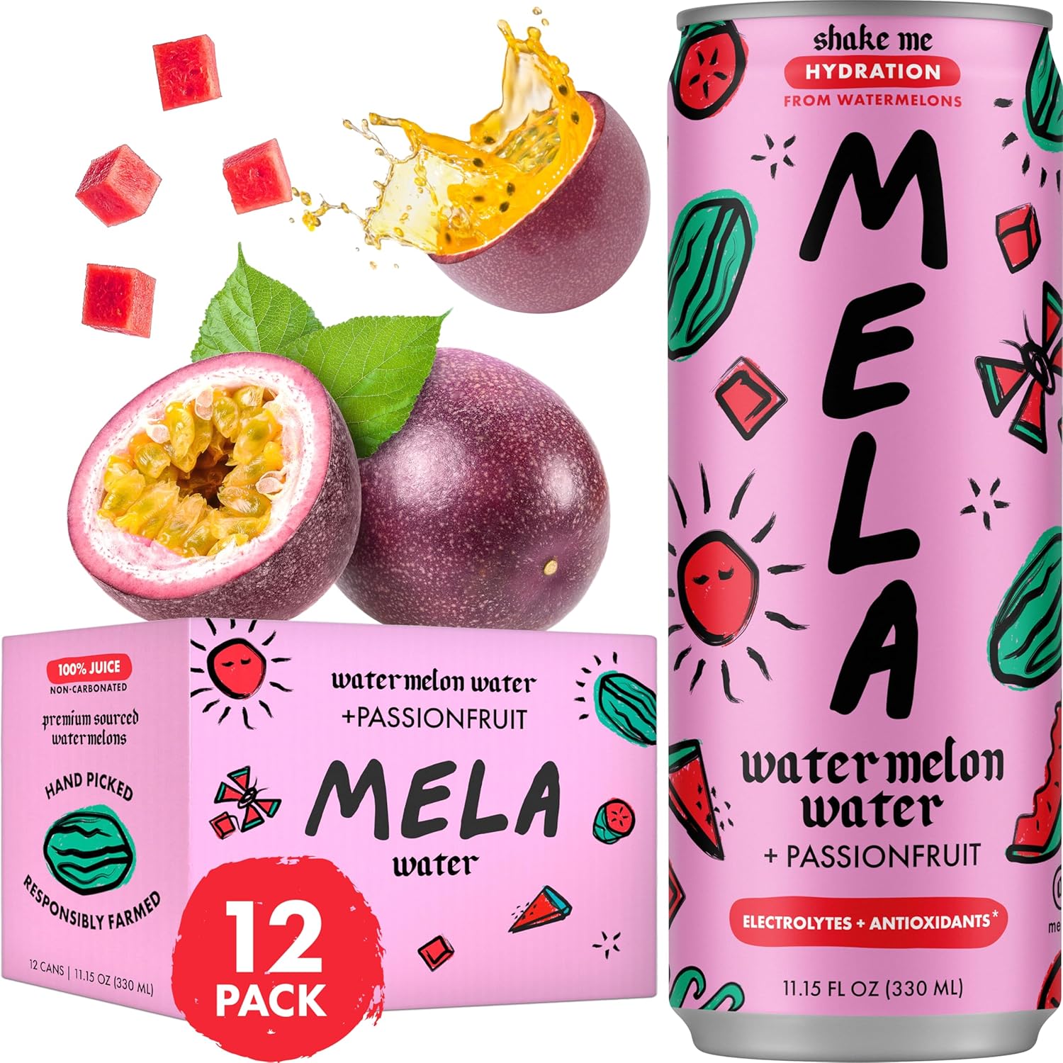 Mela Watermelon Water - Refreshing Hydration with Passionfruit