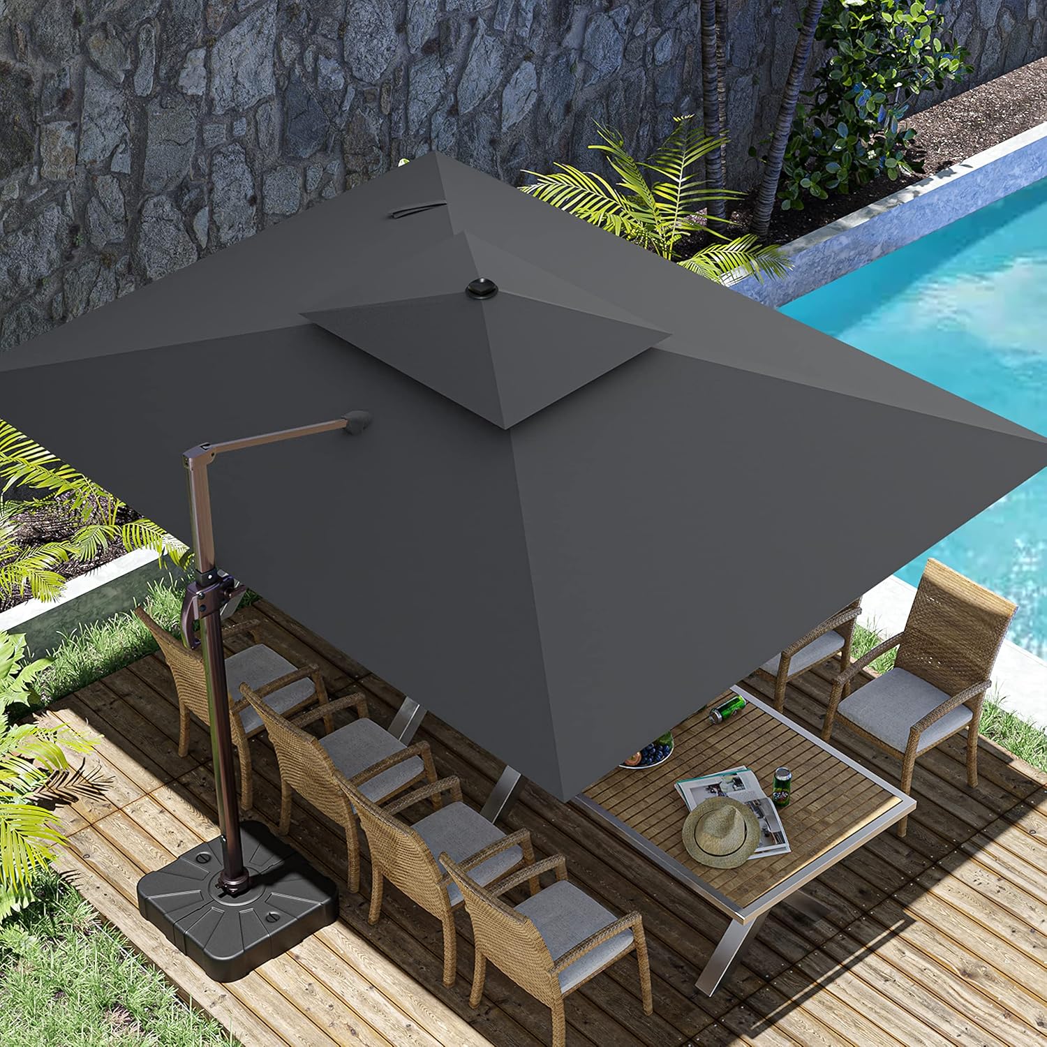 10x13FT Cantilever Outdoor Patio Umbrella for Sun Shade