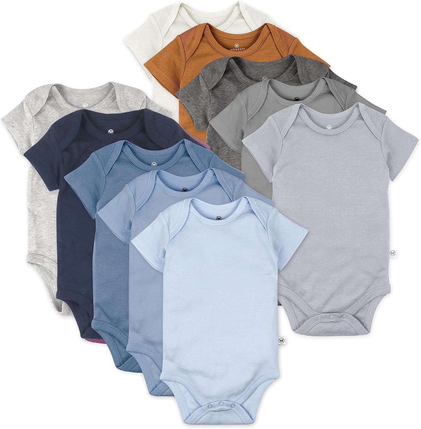 Honestbaby 10-Pack Short Sleeve Bodysuits for Infants Unisex