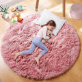 PAGISOFE 5Ft Round Fluffy Blush Rug - Soft Shag for Girls Room