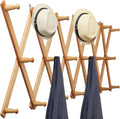 WEBI Accordion Wall Hanger Expandable Wooden Coat Rack - 20 Peg Hooks