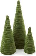 Olive Green Velvet Trees Set of 3 - Elegant Tabletop Mantel Decor