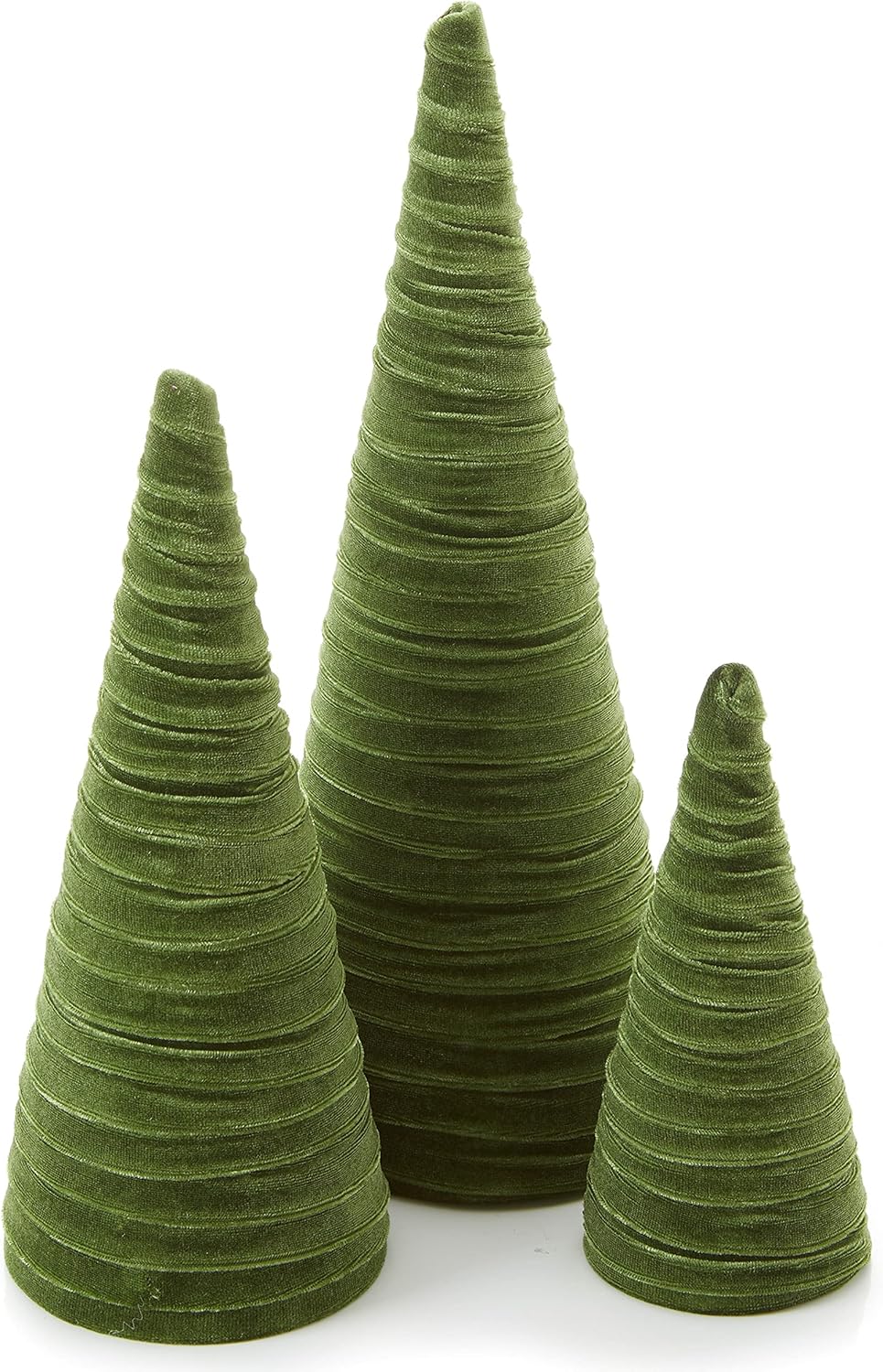 Olive Green Velvet Trees Set of 3 for Modern Holiday Decor
