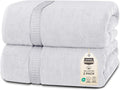 Jumbo Bath Sheet 35 by 70 in 2-Pack - Silver, 600 GSM Luxury